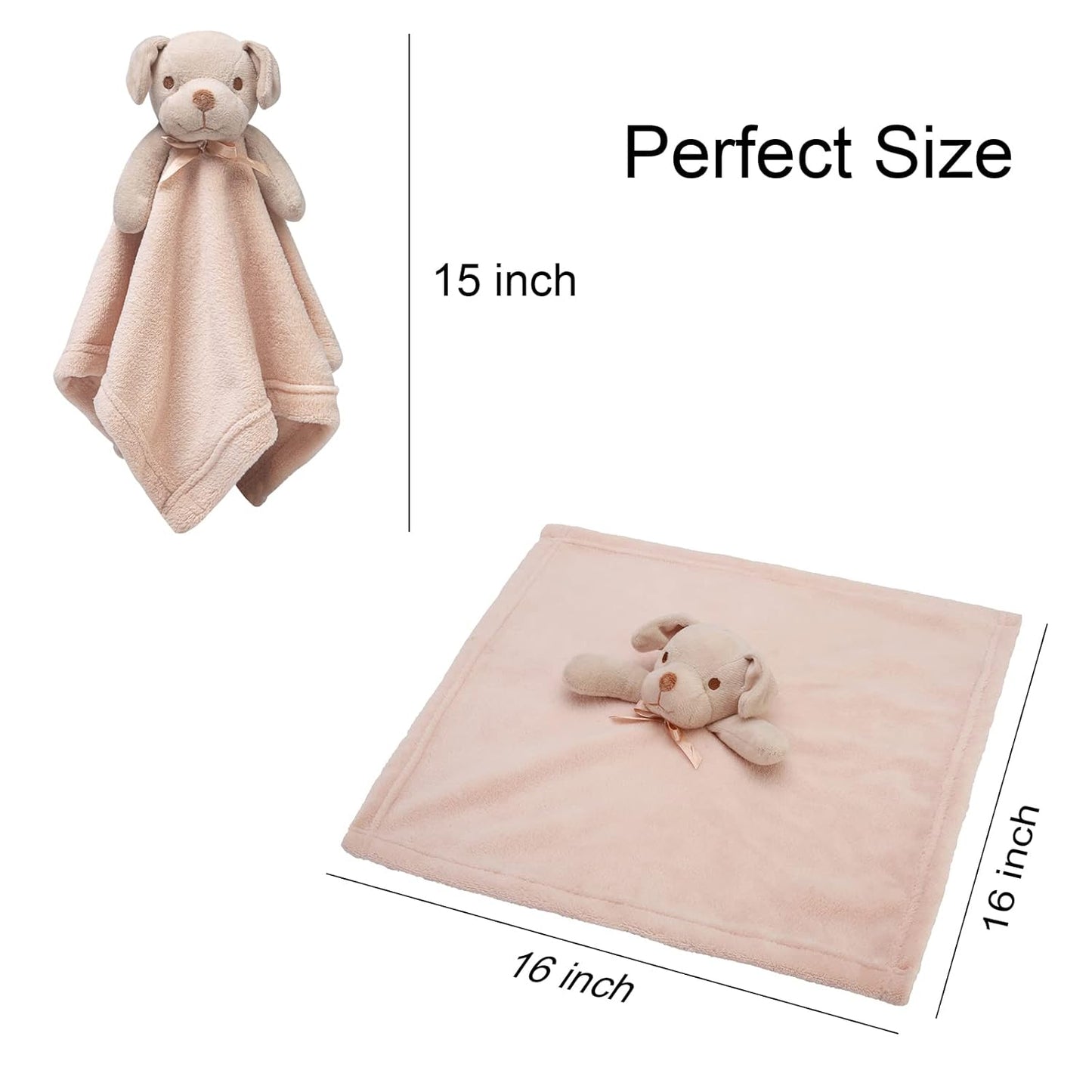 Pro Goleem Dog Security Blanket - Soft Brown Puppy Lovey for Infants & Toddlers | 16-Inch Snuggle Toy