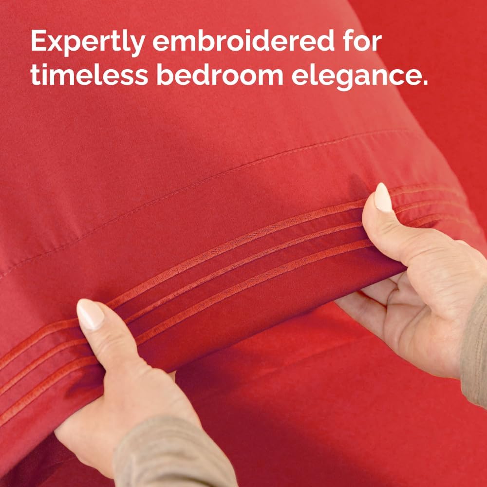 King Standard Pillow Cases - Soft Hotel Quality Covers for Ultimate Comfort | Set of 4 Red