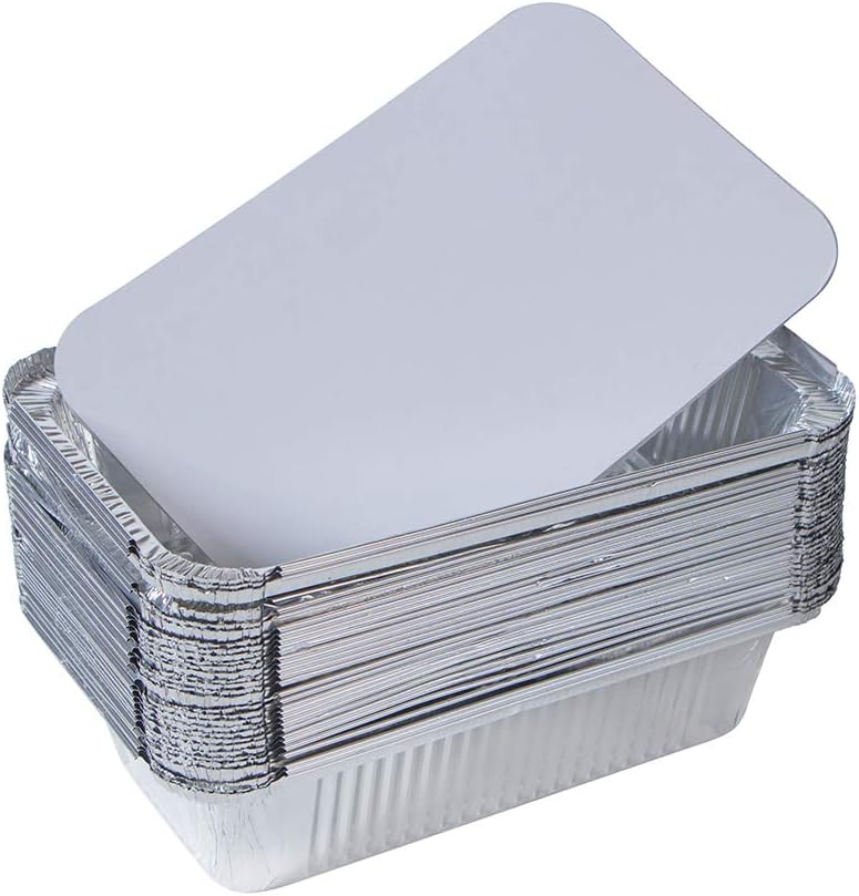 Webake Aluminum Foil Bread Pans - 9 x 5 Inch Disposable Take-Out Containers | Pack of 30 with Lids