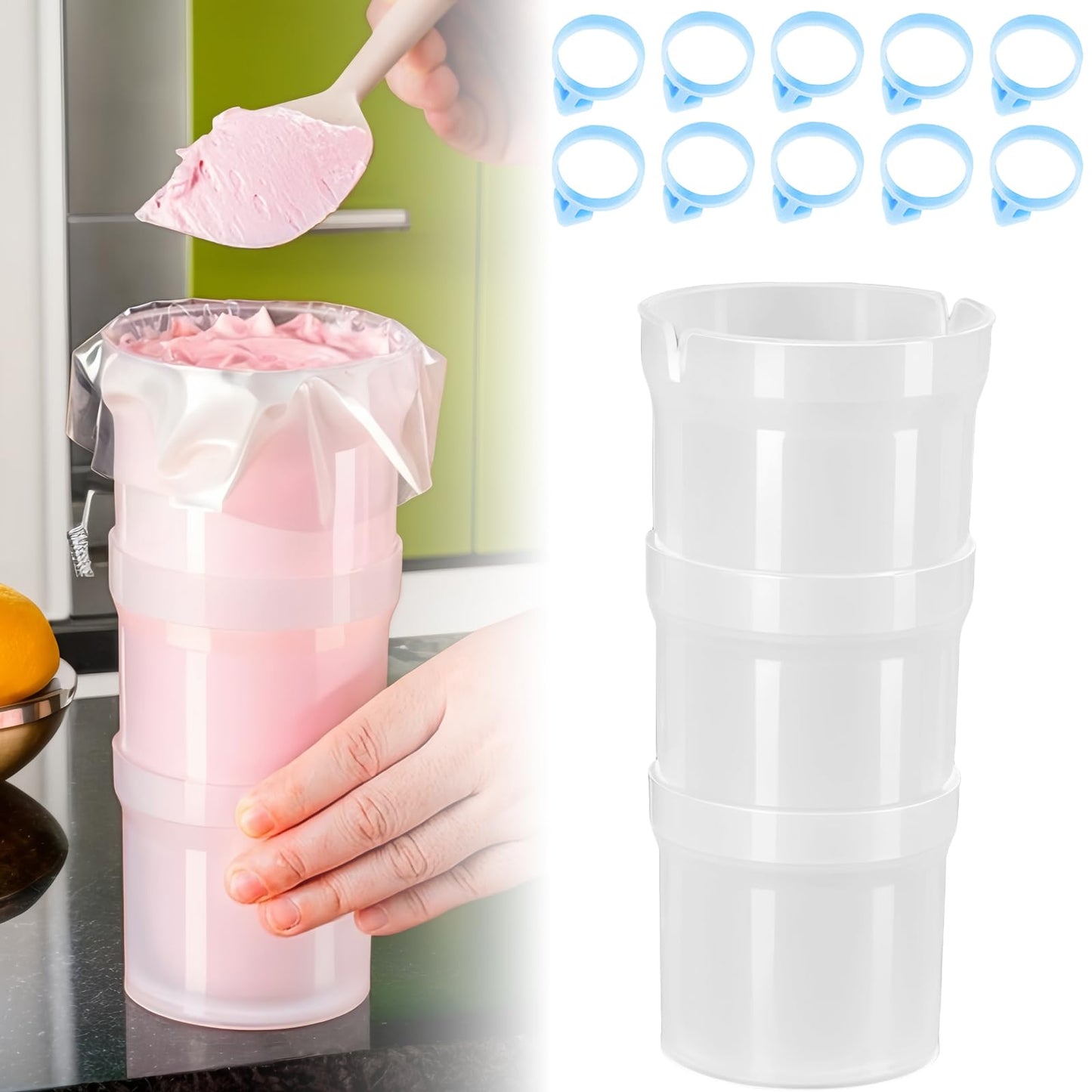 Runspich Pastry Piping Bag Holder Stand for Filling, Translucent Clear Plastic Cream Icing Bag Rack, Cake Decorating Tools (1 Pcs)