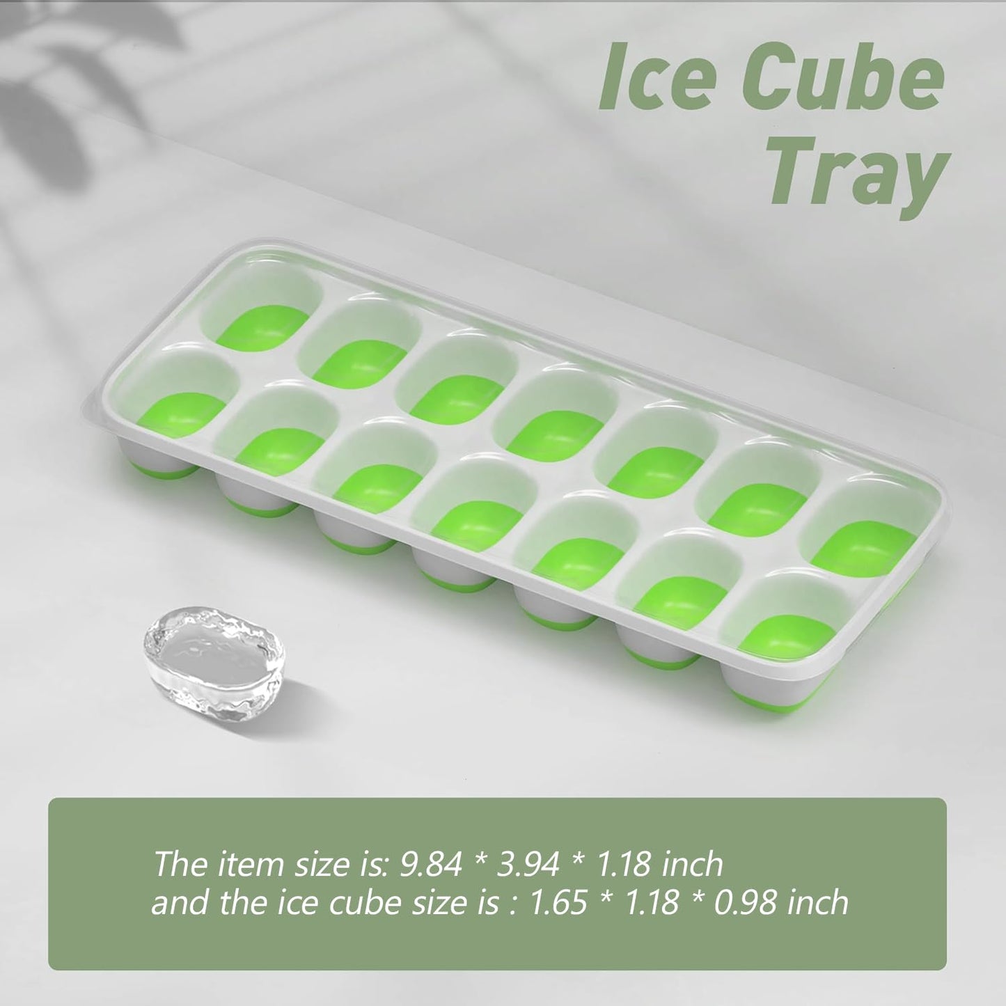 ChefAide Ice Cube Tray with Lid, 2 Packs 28 Cubes Durable Stackable Ice Cube Trays for Freezer with Removable Lids, Easy-Release Plastic & Silicone Ice Tray for Cocktail, Coffee.