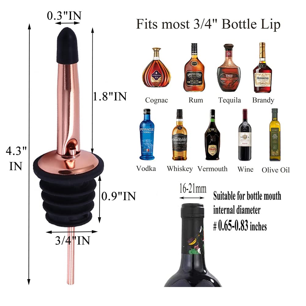 Pafusen 24 Pack Liquor Bottle Pourers, Liquor Pour Spout for Liquor Bottles, Stainless Steel Olive oil Dispenser Spout, Alcohol Pourer Spouts Dust Caps Covers, Rose Gold