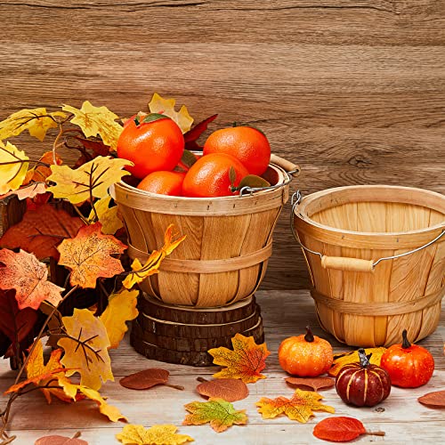 6-Pack Wooden Apple Bushel Baskets with Handles - Small Harvest Fruit Baskets