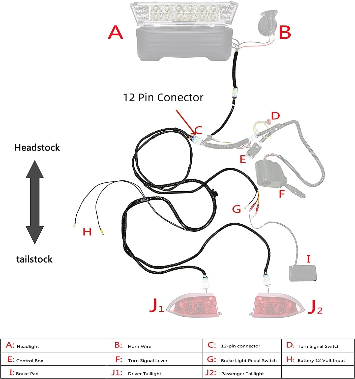 10L0L Golf Cart Ultimate Golf Cart Light Harness Kit for Club Car Precedent(Year 2008.5 up),Taillight Bucket Hareness for Precedent