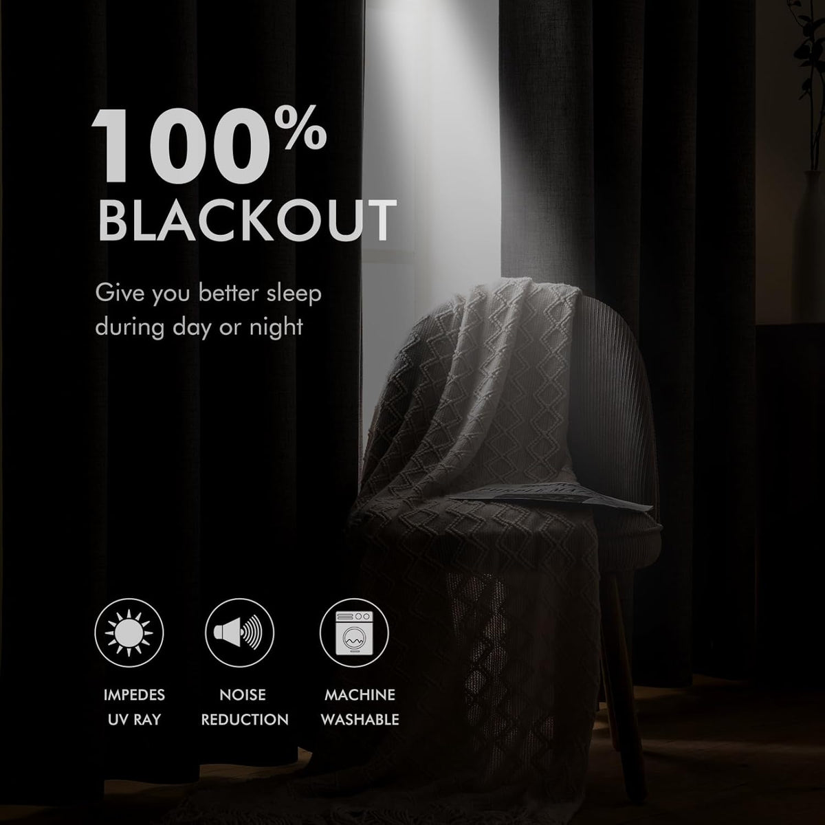 MIULEE 100% Blackout Linen Textured Curtains - Thermal Insulated Ivory Grommet Drapes | 52 x 84 Inch (2 Panels)