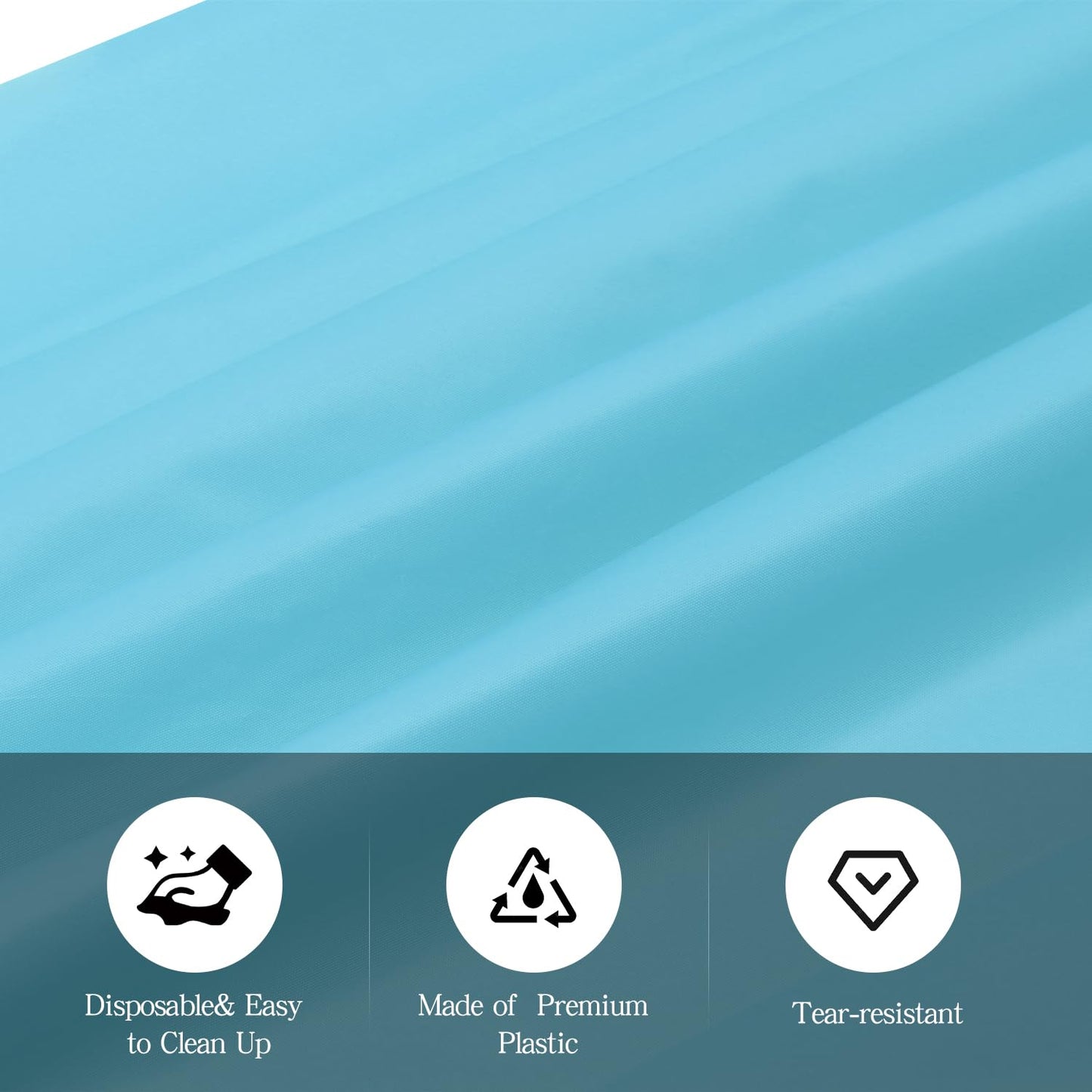 tujol Light Blue 6 Pack Plastic Table Cloth 54" x 108", Disposable Tablecloths Rectangle Table Cover, Plastic Tablecloths for Parties