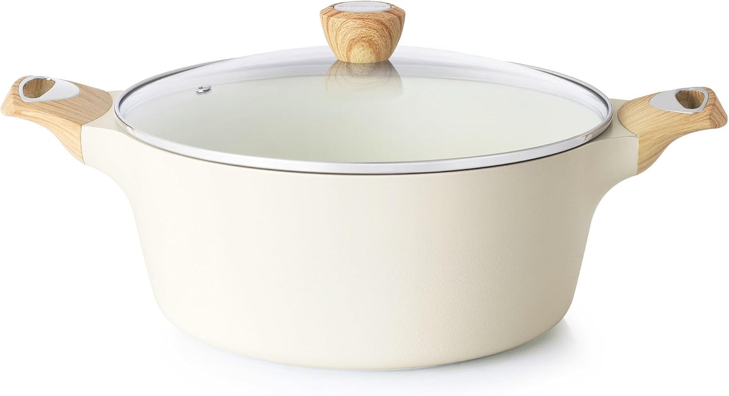 SENSARTE Ceramic Nonstick Stock Pot - Healthy 2.6/4.5/6.6/8.5 QT Casserole & Soup Pot | Induction Compatible, PFOA Free