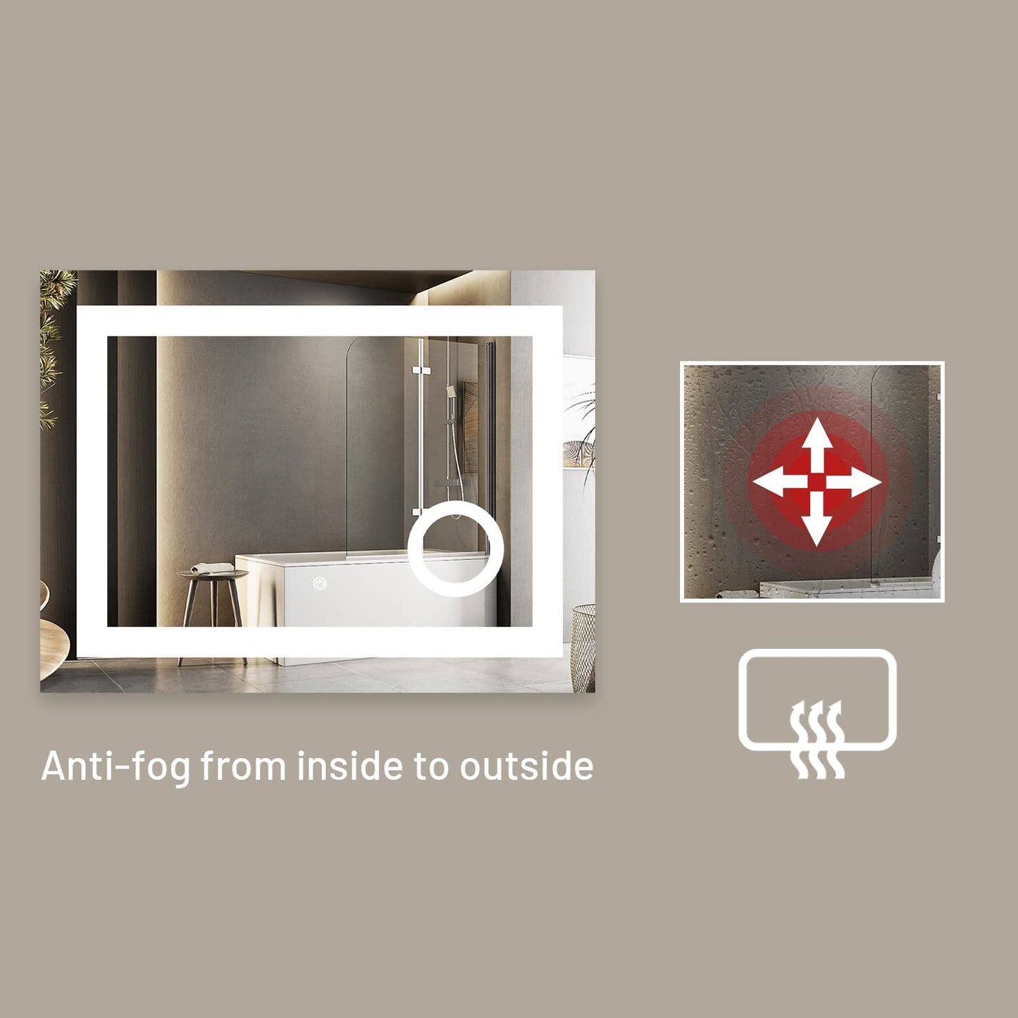 MIRPLUS 24 x 32 inch Bathroom Mirrors for Wall, LED Bathroom Mirror with Lights, Rectangular Bathroom Mirror with 3X Amplifier Anti-Fog Mirrors