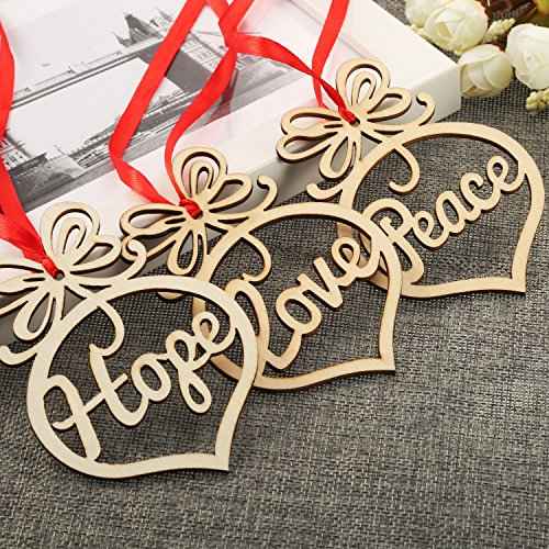 18 Pieces Christmas Wooden Hollow Ornament Tree Decorations Wooden Hollow Letter Religious Christmas Tree Hanging Pendant Decor Xmas Holiday Hanging Crafts