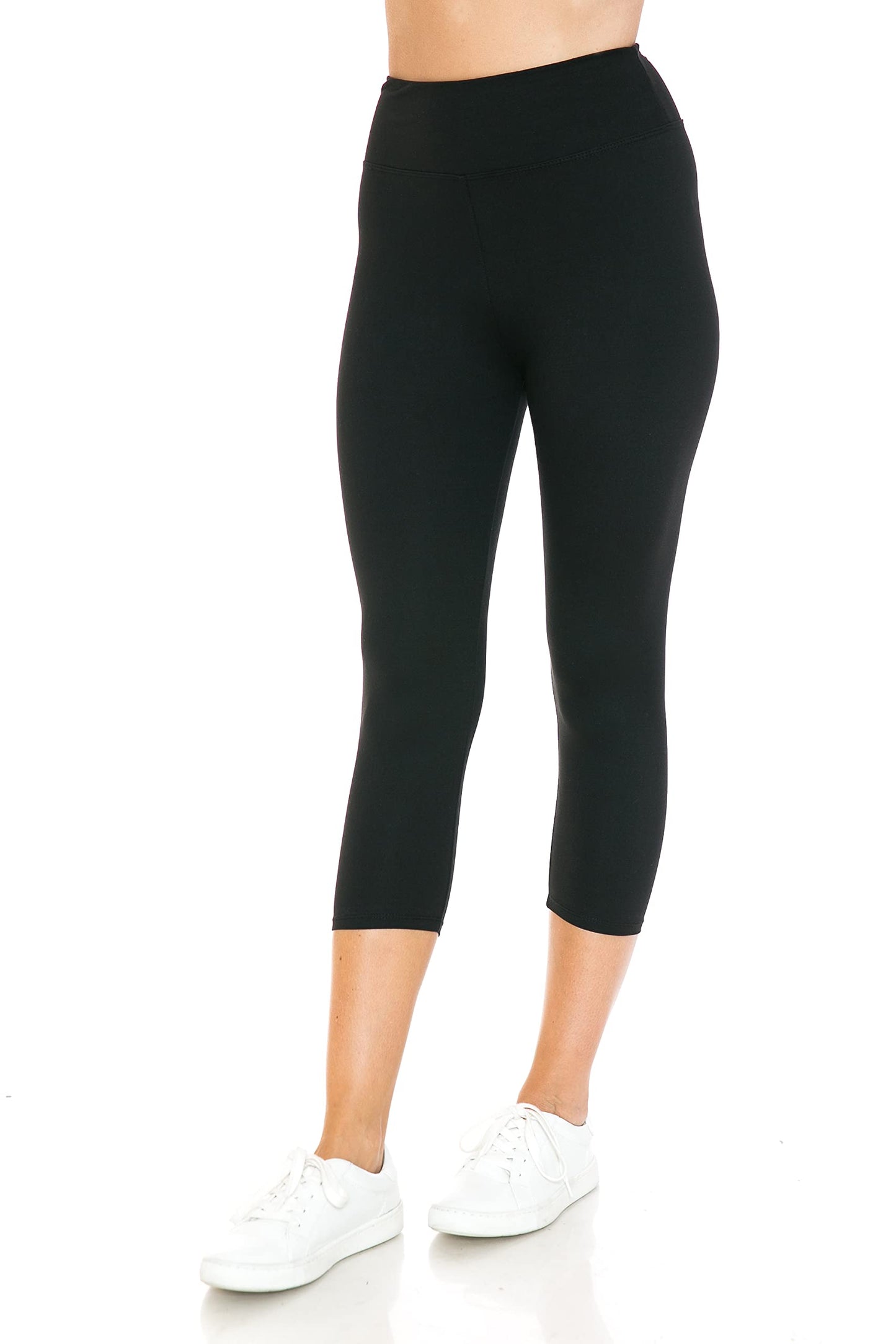 Leggings Depot Women's 3" Waistband Yoga High Waisted Solid Leggings Pants (Full Length, Black, 2X)