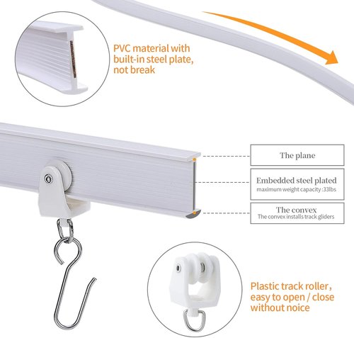 Flexible Bendable Curtain Track by [Brand Name] - 5m (16.4ft) Ceiling Mount for Easy Installation