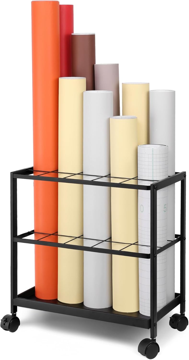 Premium Blueprint Storage Rack Cart - 15-Slot Metal Holder for Secure Organization of Posters & Plans