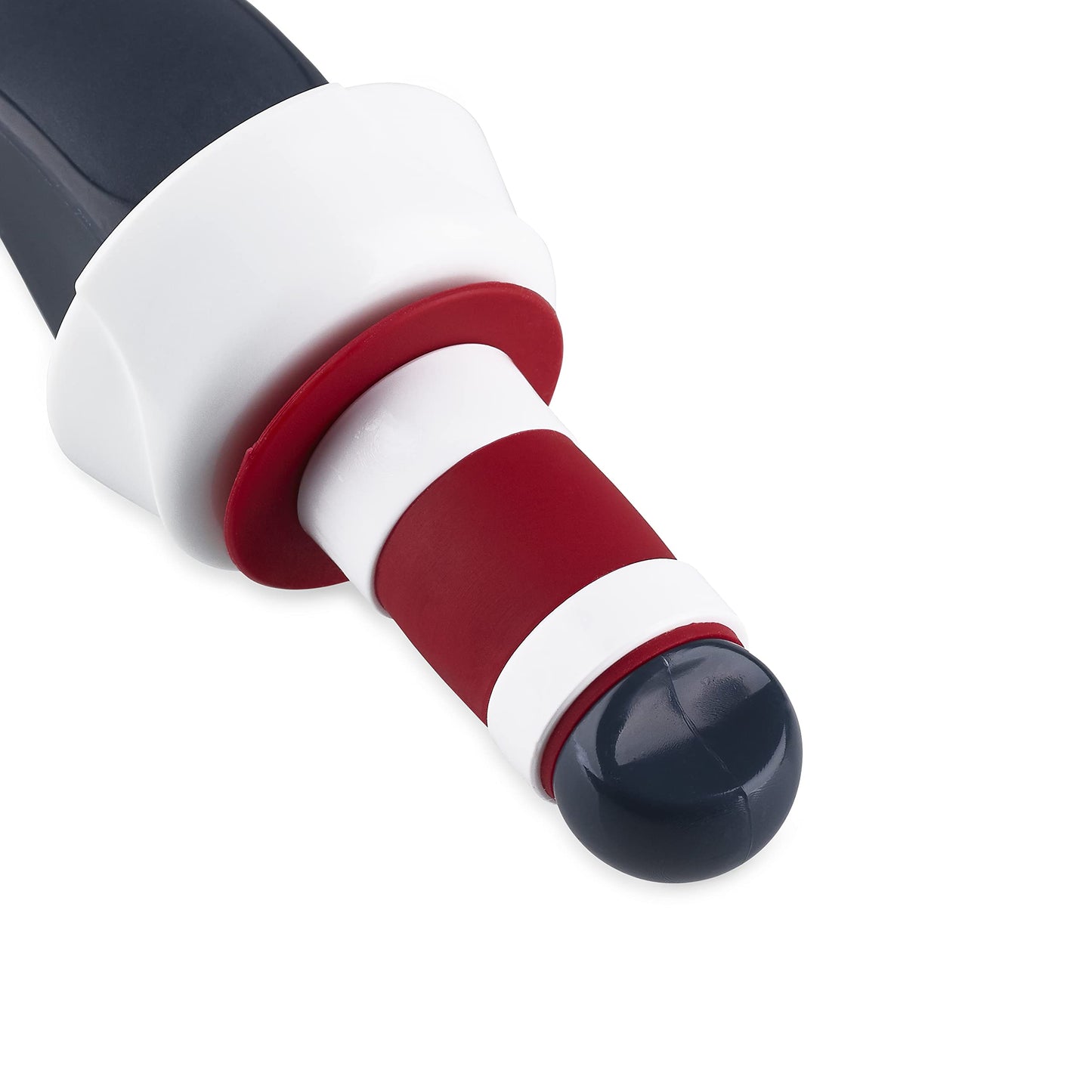 Zyliss Easy Seal Bottle Stoppers – Leak-Proof Wine and Champagne Stoppers with Long Easy-Lock Handle, Comfortable Grip, Airtight Seal, Modern Design in Gray and Red, Durable and Dishwasher Safe