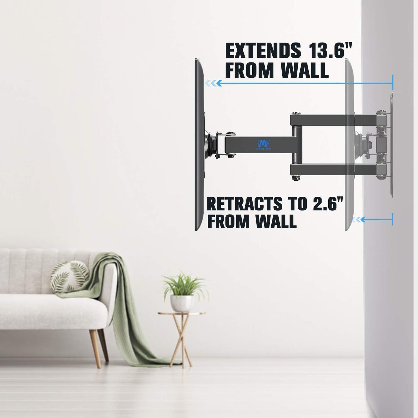 Mounting Dream Tilt TV Wall Mount for 37-75 Inch TVs - Full Motion Monitor Mount for 10-26 Inch Screens