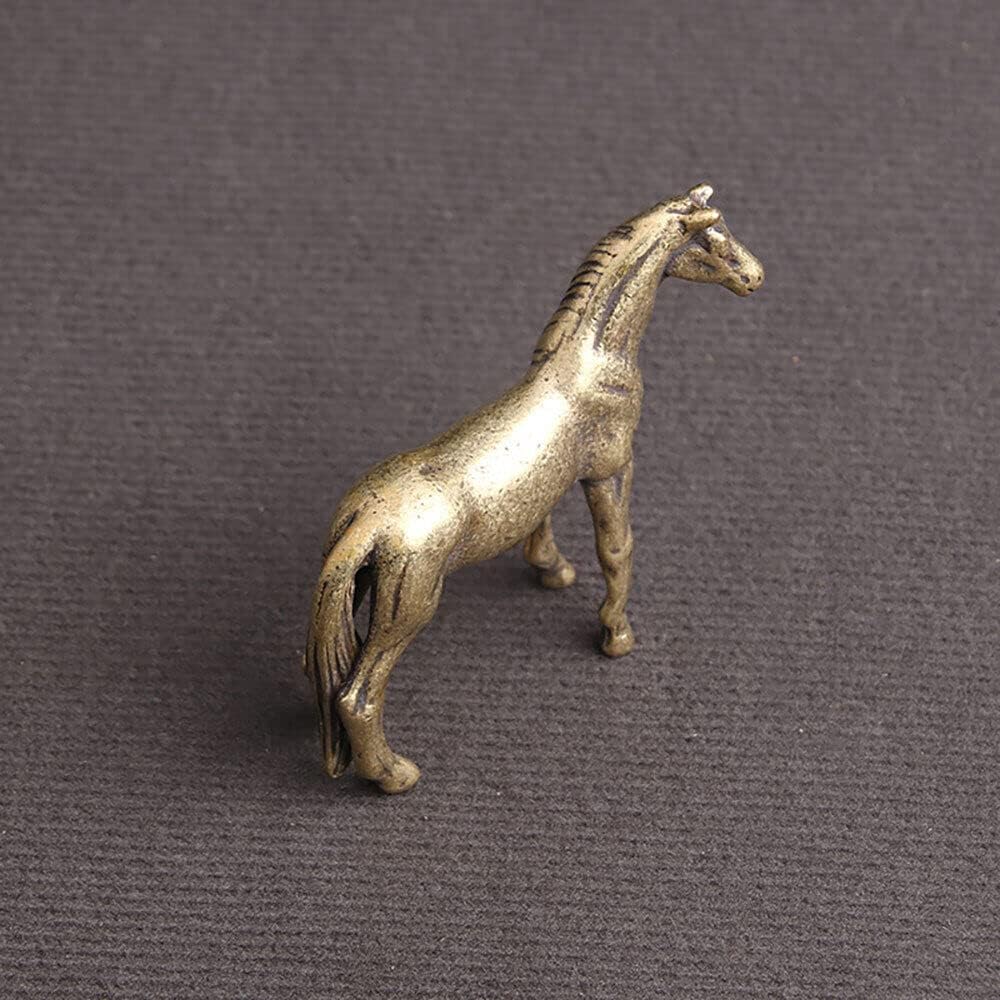 TEAMWILL Brass Horse Figurine - Elegant Small Statue for Home or Office Décor