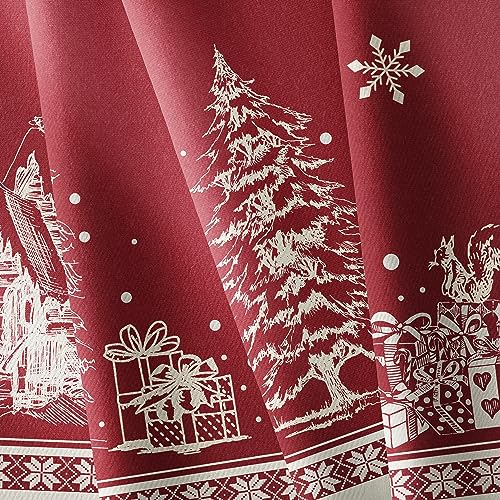 Oval Red Christmas Tablecloth 60 x 102 in — Waterproof Polyester for Holiday Dining, Yighty