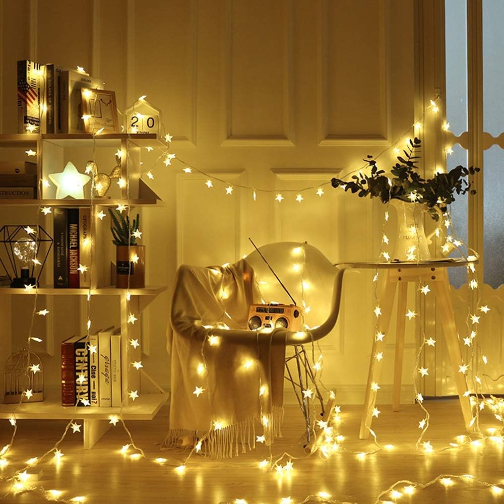 WFGGEH Star Fairy String Lights - 10ft USB Powered 20 LED Warm White for Party & Home Decor