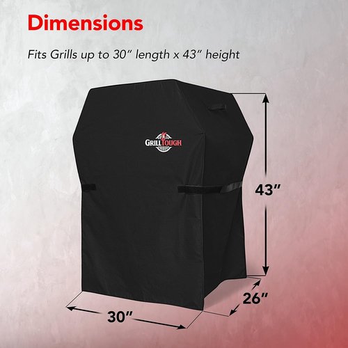 GrillTough Heavy Duty BBQ Grill Cover - Waterproof & UV Resistant | 30 Inch Black Gas Grill Cover
