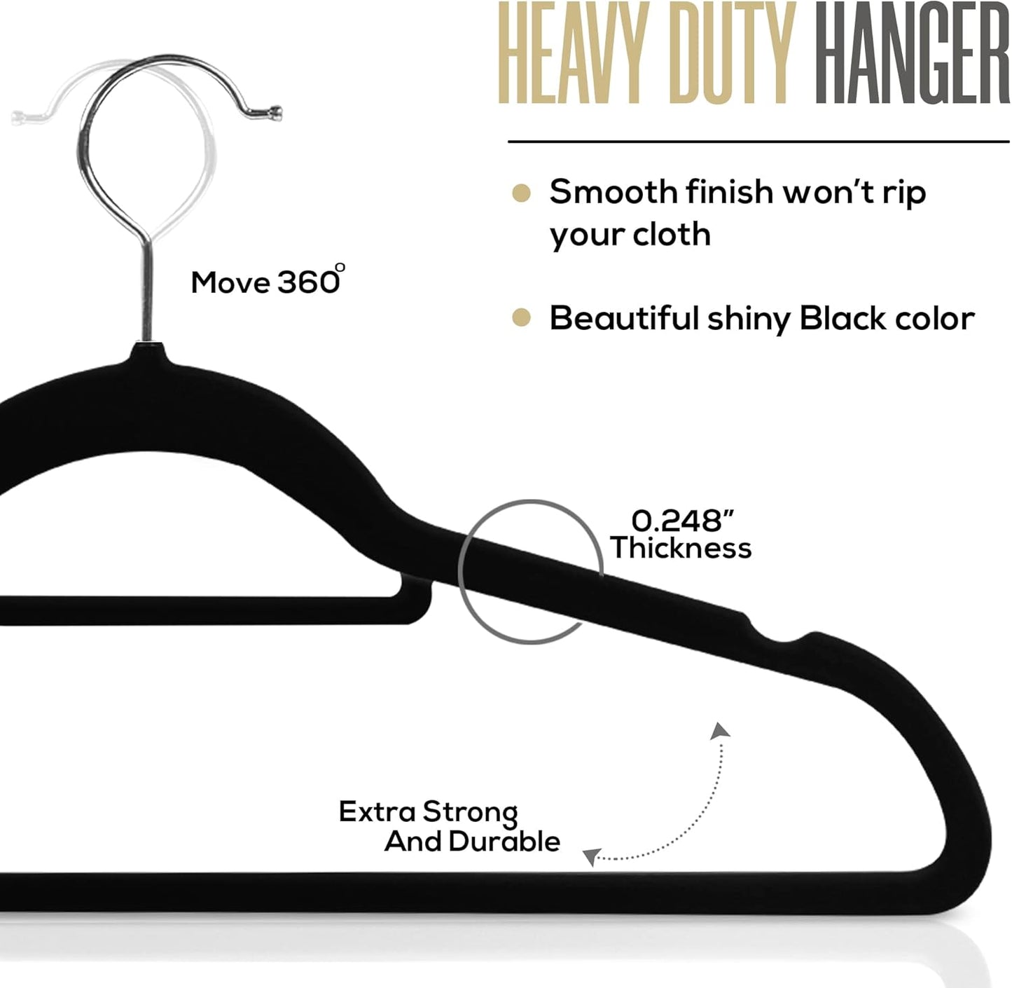 Utopia Home Velvet Hangers - 100 Pack Premium Non-Slip Slim Clothes & Coat Hangers | Heavy Duty Black