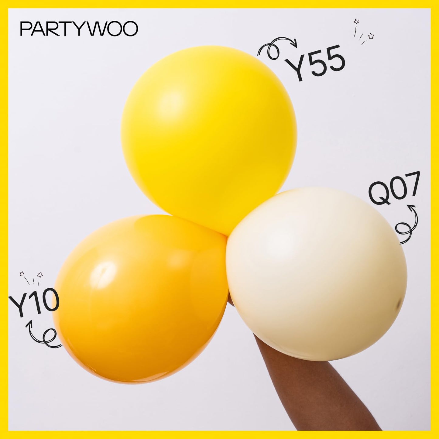 PartyWoo Yellow Balloons 100pcs 12 Inch Yellow Latex Helium Balloons for Birthday Baby Shower Graduation Sunflower Anniversary Engagement Bee Hawaiian Beach Lemon Theme Party Decorations Yellow-Y55