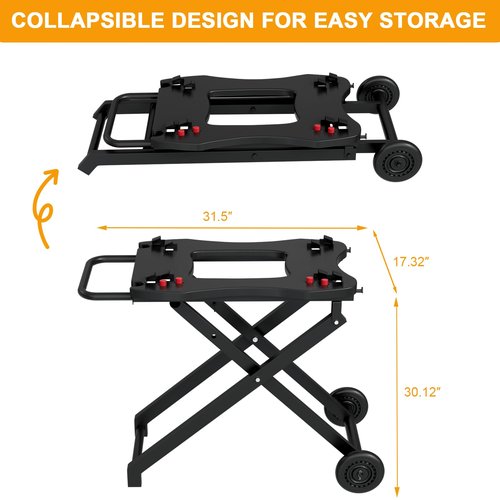 Foldable Grill Stand with Transport Handle for Weber Outdoor Electric Q Series Portable Grill Cart Table for Weber Q1000 Q1200 Q2000 Q2200 Gas Grills