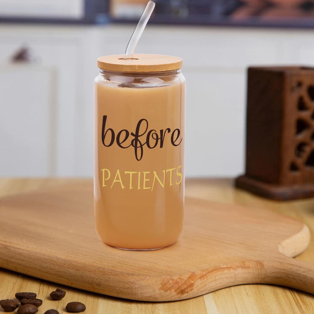 PUGED Before After Because Patients Gift Set 16 Oz Can Glass 18 oz Stemless Wine Glass and 2 oz Shot Cup Funny Gifts for Dentist Doctors Nurses Day Graduation (Black)