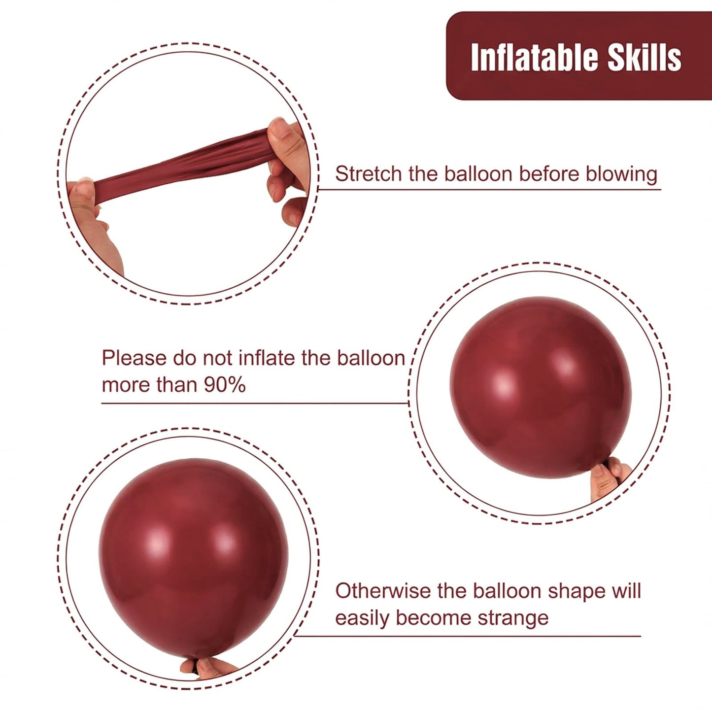 RUBFAC Burgundy Balloons 129pcs Different Sizes Pack of 18 12 10 5 Inch, Latex Maroon Dark Ruby Red Balloon Garland Arch Kit for Wedding Anniversary Birthday Party Decorations
