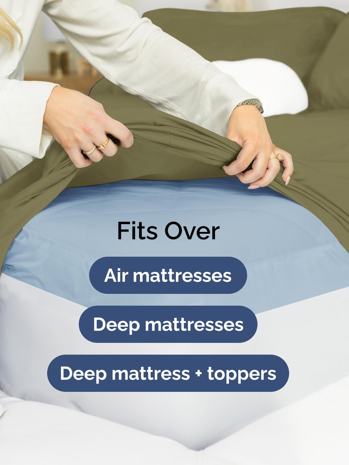 Skiennix Extra Deep Twin Sheet Set - 4 Piece Breathable Cooling Sheets - Luxury Hotel Quality - Sage Green