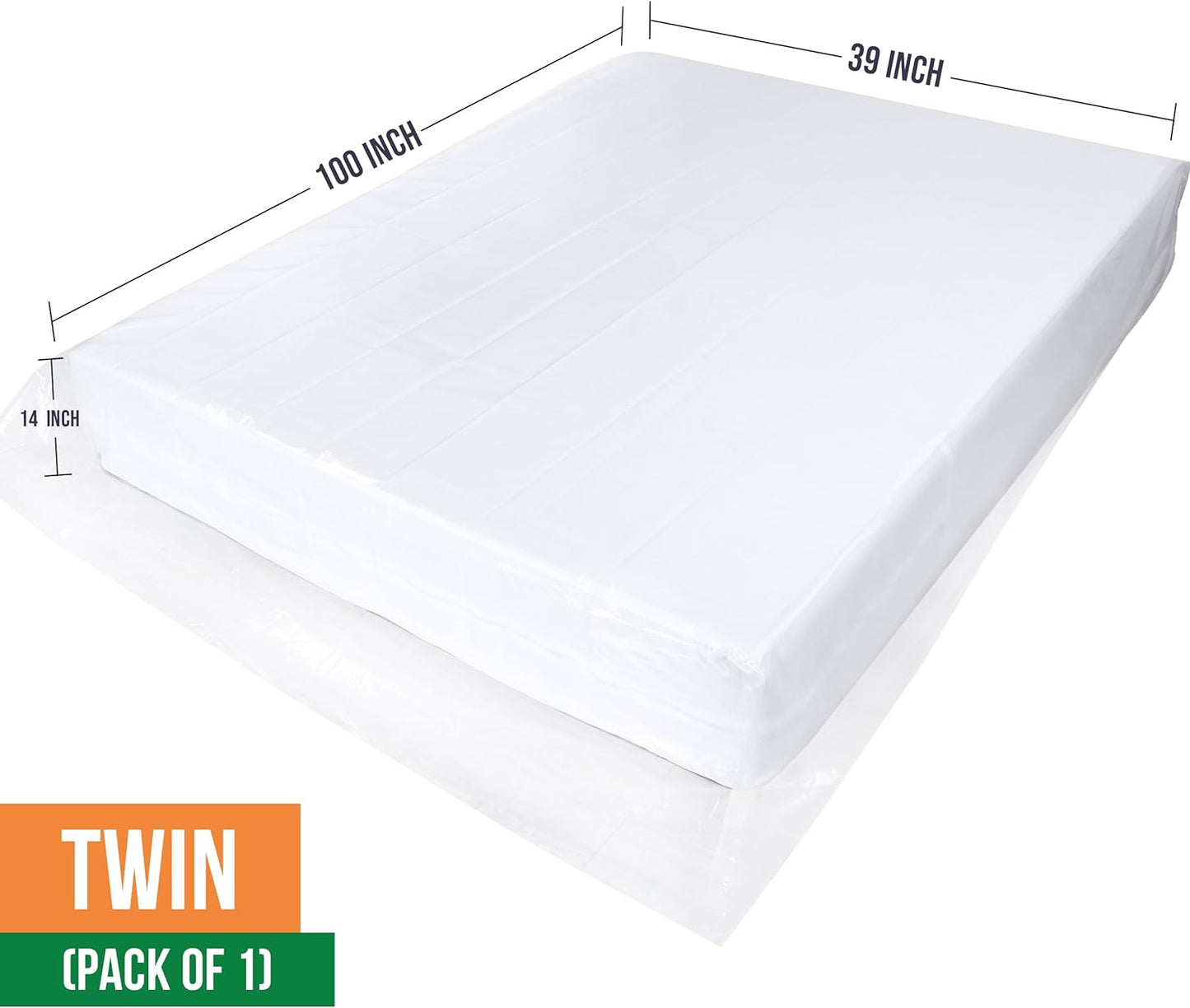 Utopia Home Twin Size Mattress Cover - Heavy Duty 4 Mil Plastic Encasement for Moving | Fits Up to 14 Inches