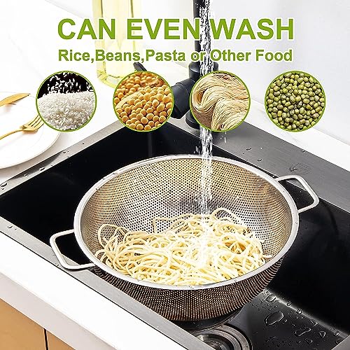 Gulex Stainless Steel Colander Set 3QT + 5QT Kitchen Strainer Dishwasher Safe