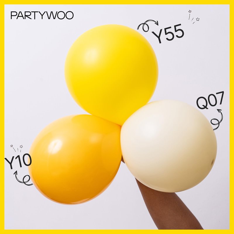 PartyWoo Yellow Balloons 100pcs 5 Inch Small Mini Matte Yellow Latex Balloons for Easter Bee Baby Shower Gender Reveal Engagement Sunflower Graduation Birthday Summer Party Decorations Yellow-Y55