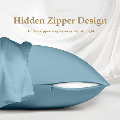 INSSL Mulberry Silk Pillowcase - Luxurious Comfort for Hair & Skin | Blue Gray, Standard Size