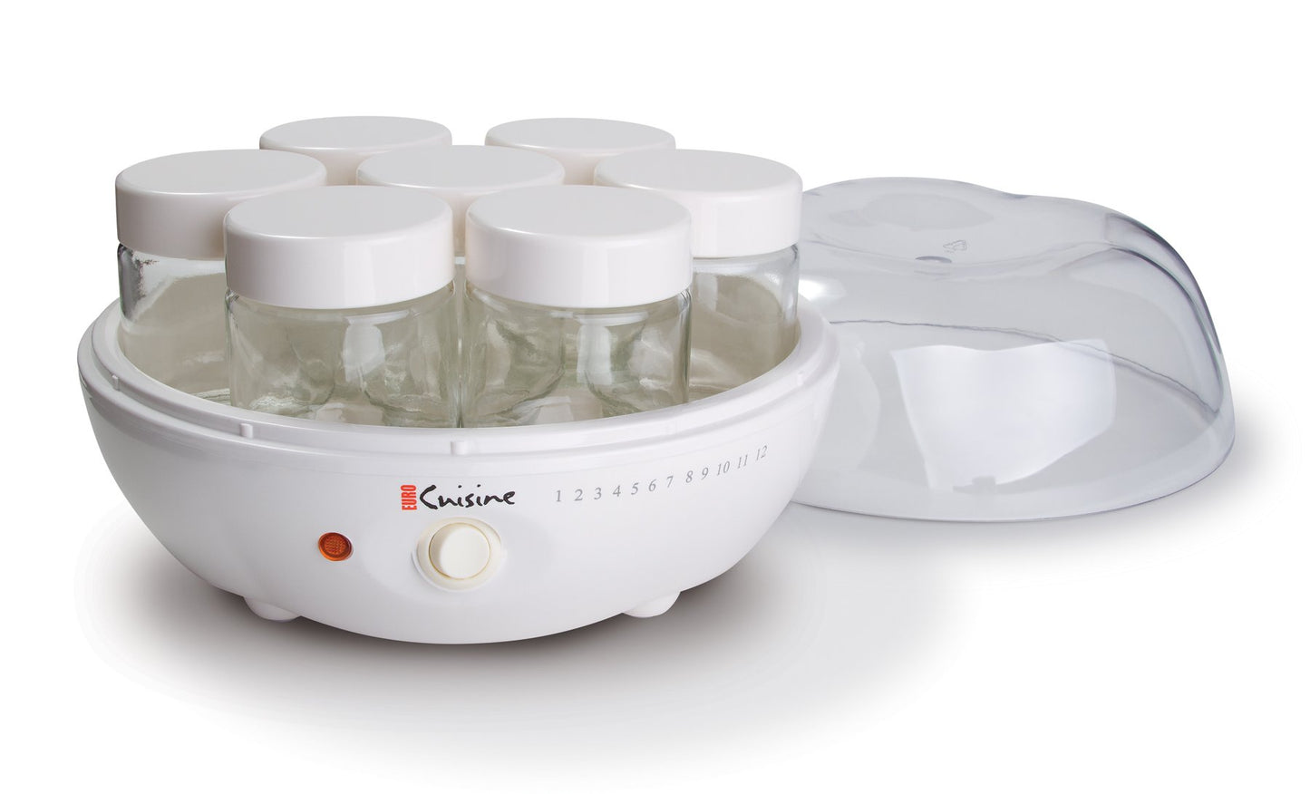 Euro Cuisine YM80 Electric Yogurt Maker Machine- Promote Gut Health with Probiotic Rich Homemade Yogurt -Home Yogurt Incubator with Glass Jars, White