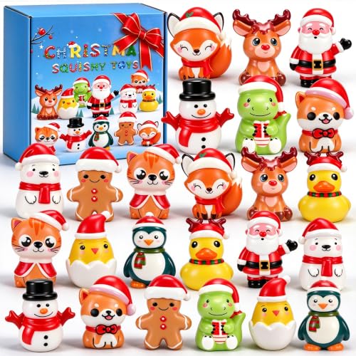 Blue Hydrangea 24PCS Christmas Squishy Sensory Toys - Color-04 Holiday Fidget Stress Relief for Kids & Stockings