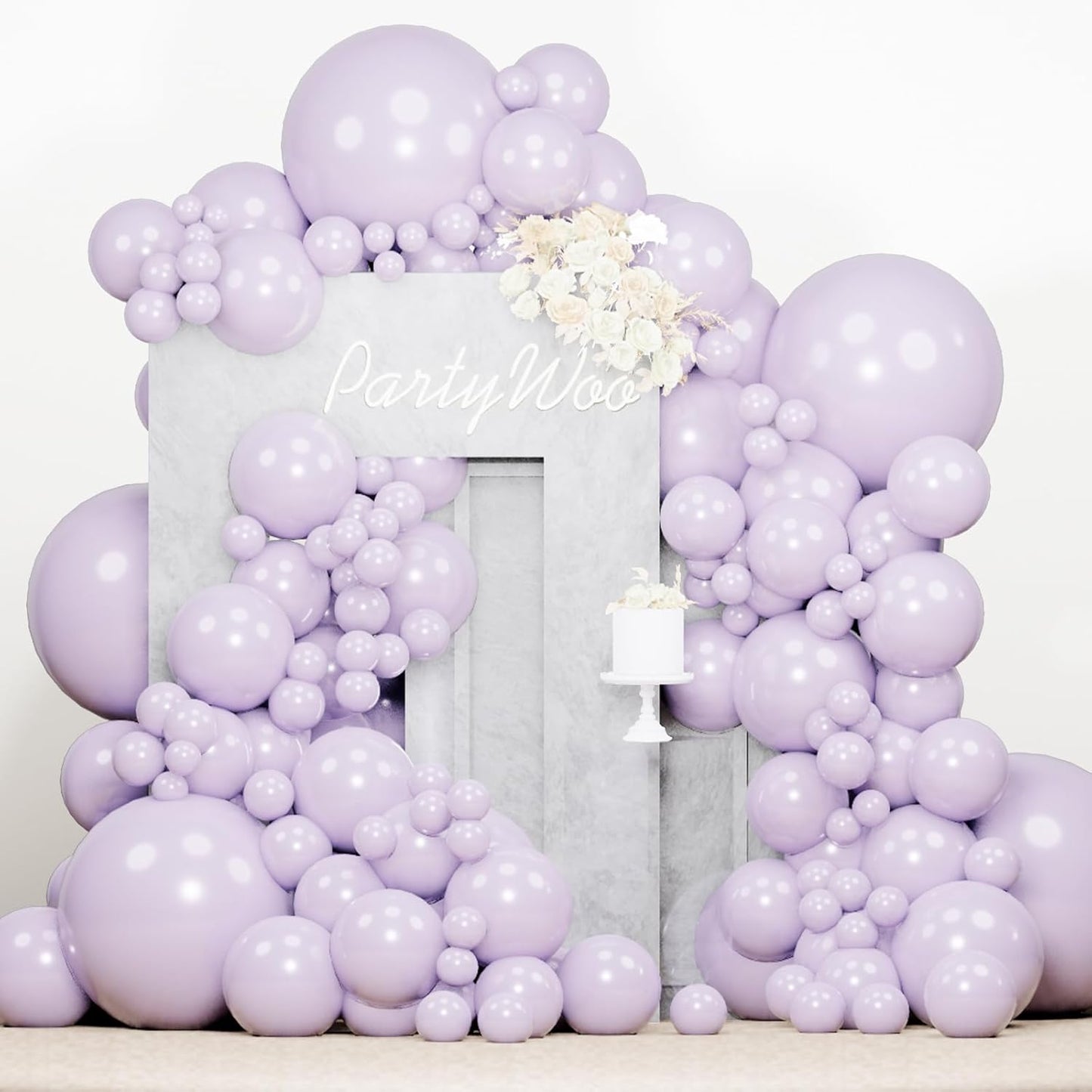 PartyWoo Pearl Lavender Balloons - 140-Piece Pack in 5, 10, 12 Inch Sizes for Bachelorette & Birthday Decor