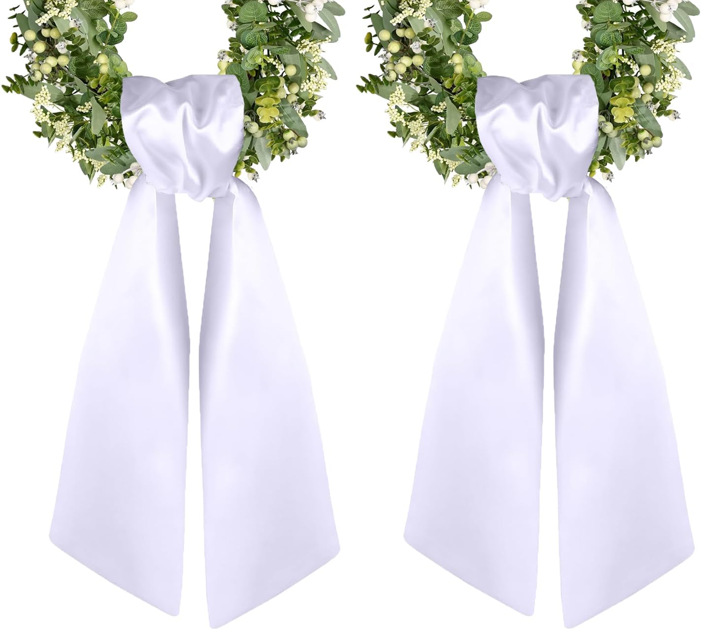 Skiennix Green Leaves Wreaths for Front Door Decor - Set of 2 Outdoor Decorations