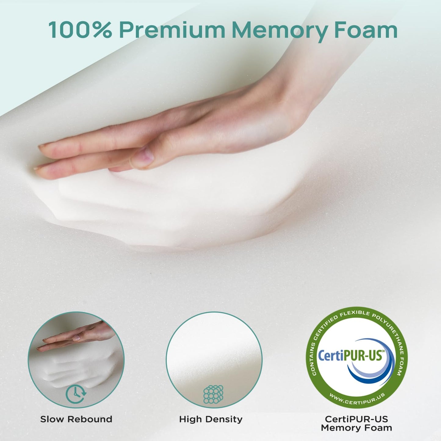 Releep 2 Inch Memory Foam Mattress Topper King Size, Soft Mattress Topper for Back Pain Relief, Orthopedic Bed Topper with 2-Sided Breathable Cover, Ergonomic 5-Zone Design, CertiPUR-US Certified