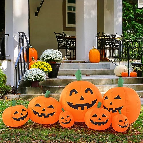 Halloween Inflatable Pumpkin Outdoor Decoration with LED Lights - 7.5ft