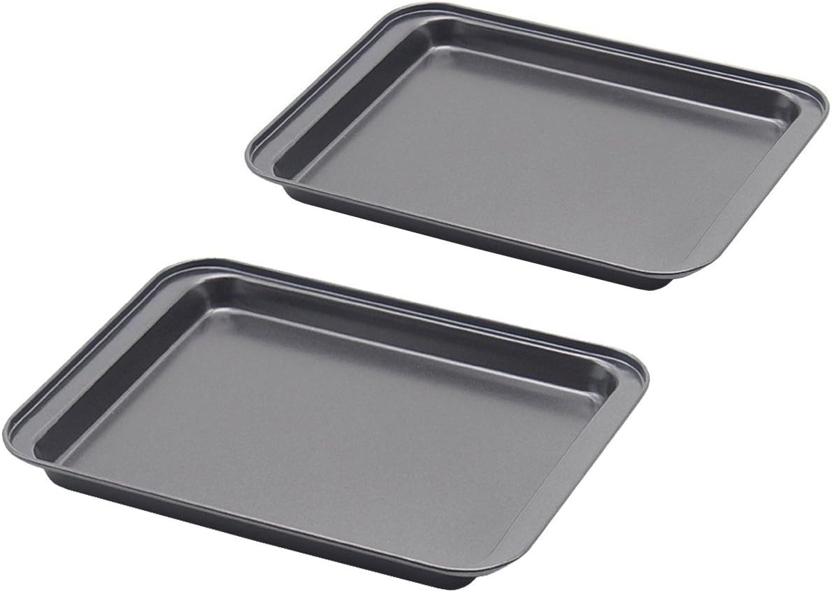 SS&CC Nonstick Baking Sheets Set of 2 - 9.5 Inch x 7.1 Inch Cookie Trays for Toaster Ovens | Perfect for Small Households