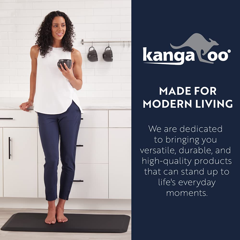 KANGAROO Anti Fatigue Mats for Kitchen Floor, 3/4 Inch Thick Cushioned Ergonomic Mat, Reduce Foot Pressure, Waterproof Comfort Rug for Under Sinks, Office Standing Desk, Store Floors, 20x32 Black
