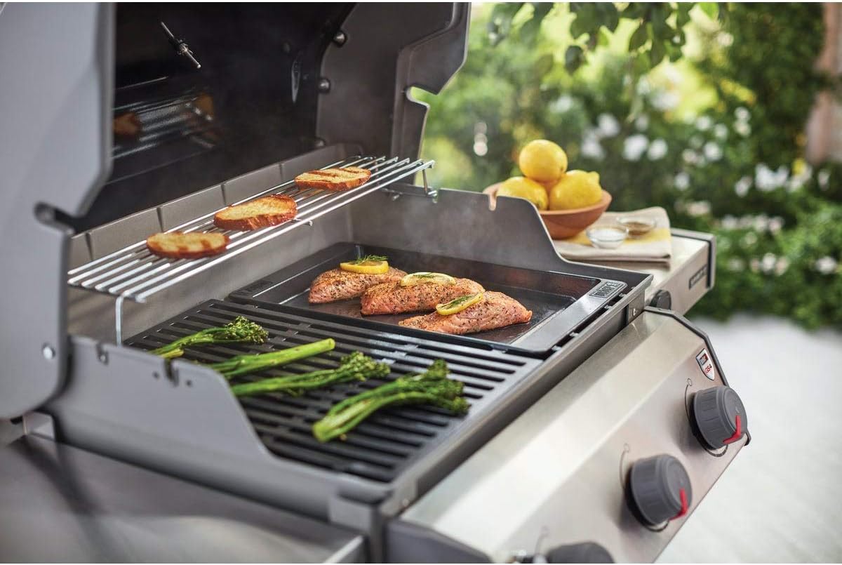Weber Grill Griddle - Porcelain-Enameled Cast Iron, Superior Heat Retention, Non-Stick | Fits Spirit Grills (2016-2025)