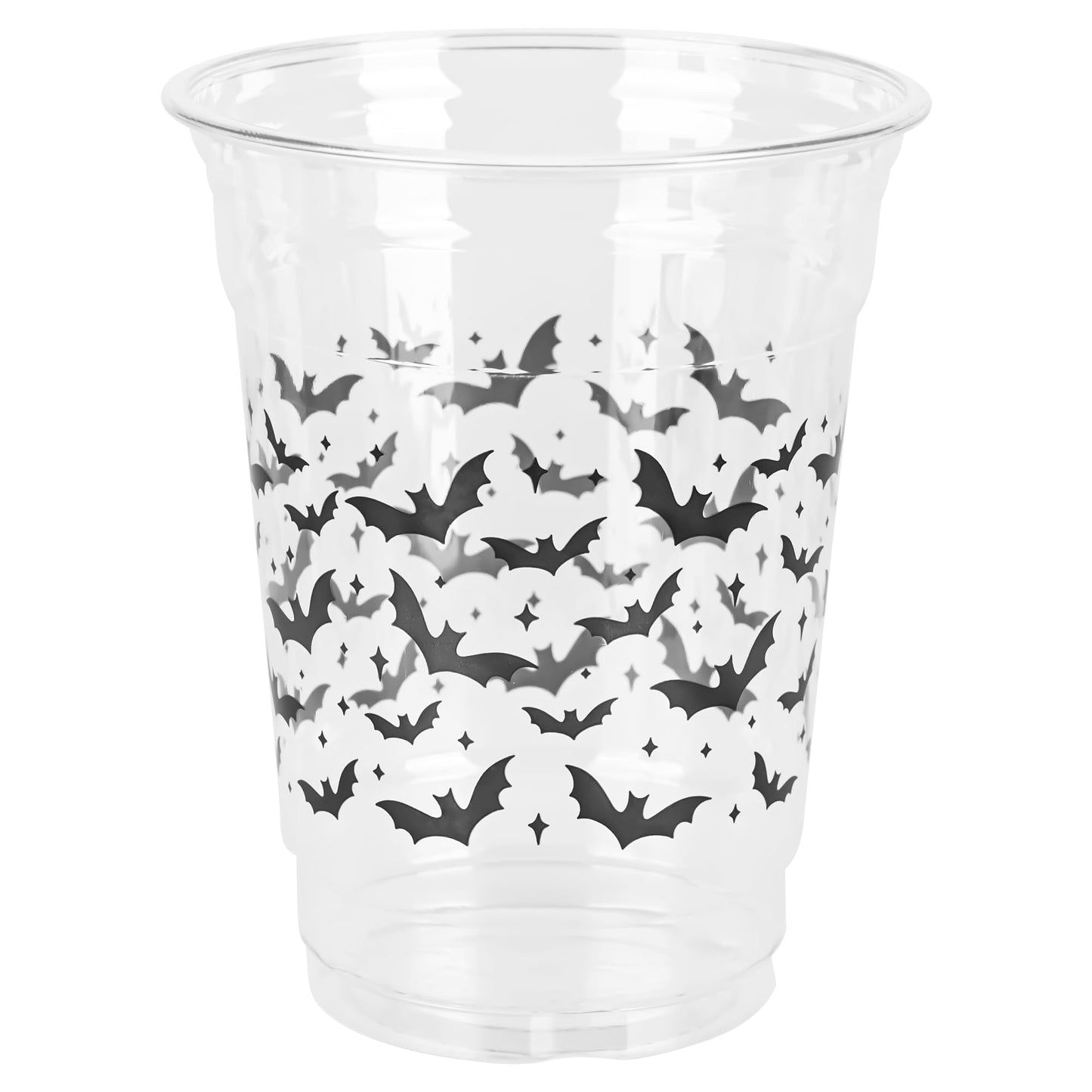 AimFun Halloween Bats Plastic Cups White Black Ghosts Disposable Party Cup Cute Spooky 12oz Clear Cups for Candy Beverage Snacks Birthday Baby Shower Party Supplies (50, Bats)
