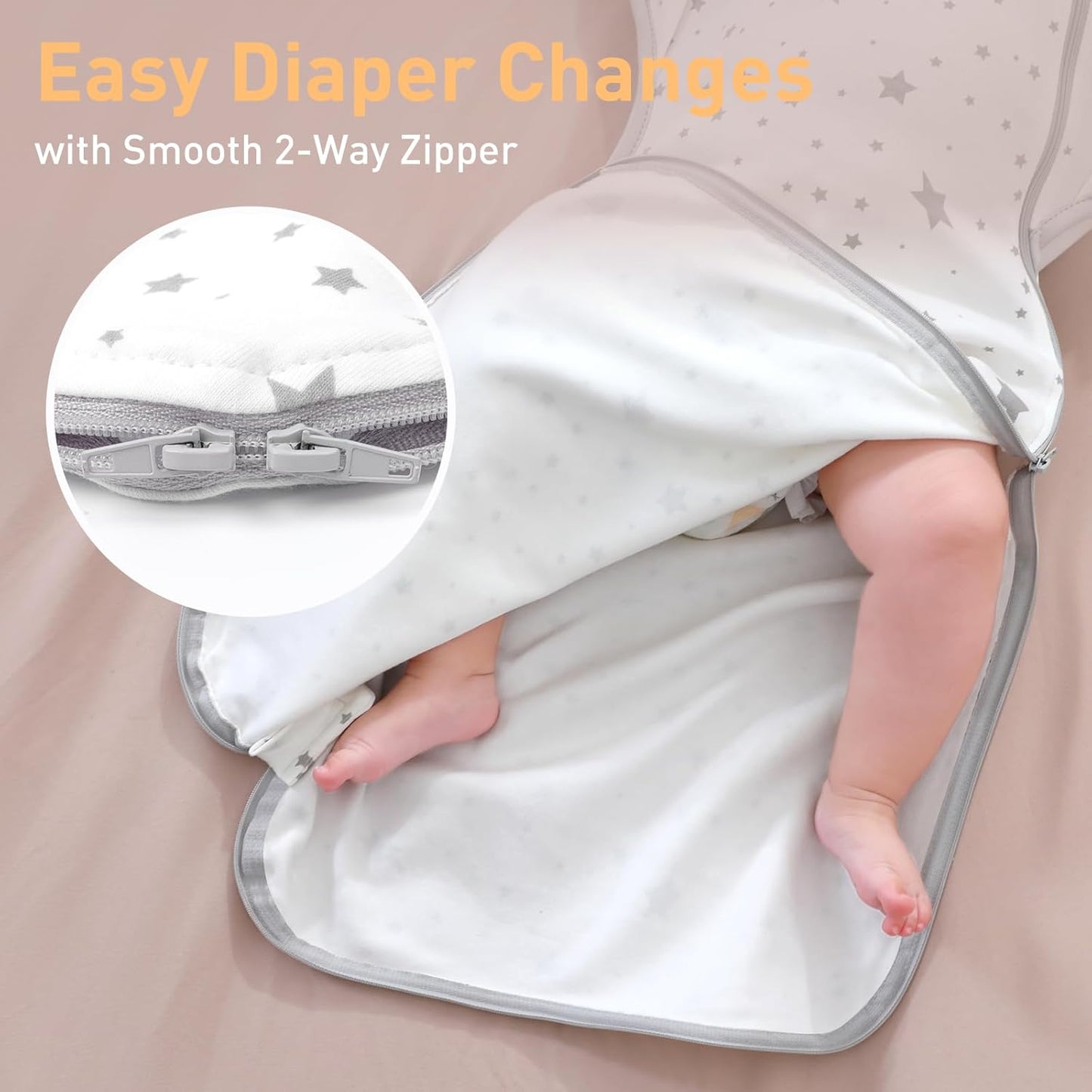 Skiennix Baby Sleep Sacks - 3-Way Transition Swaddle Blanket Set for Newborns (0-3 Months) - Cotton, Arms Up Design
