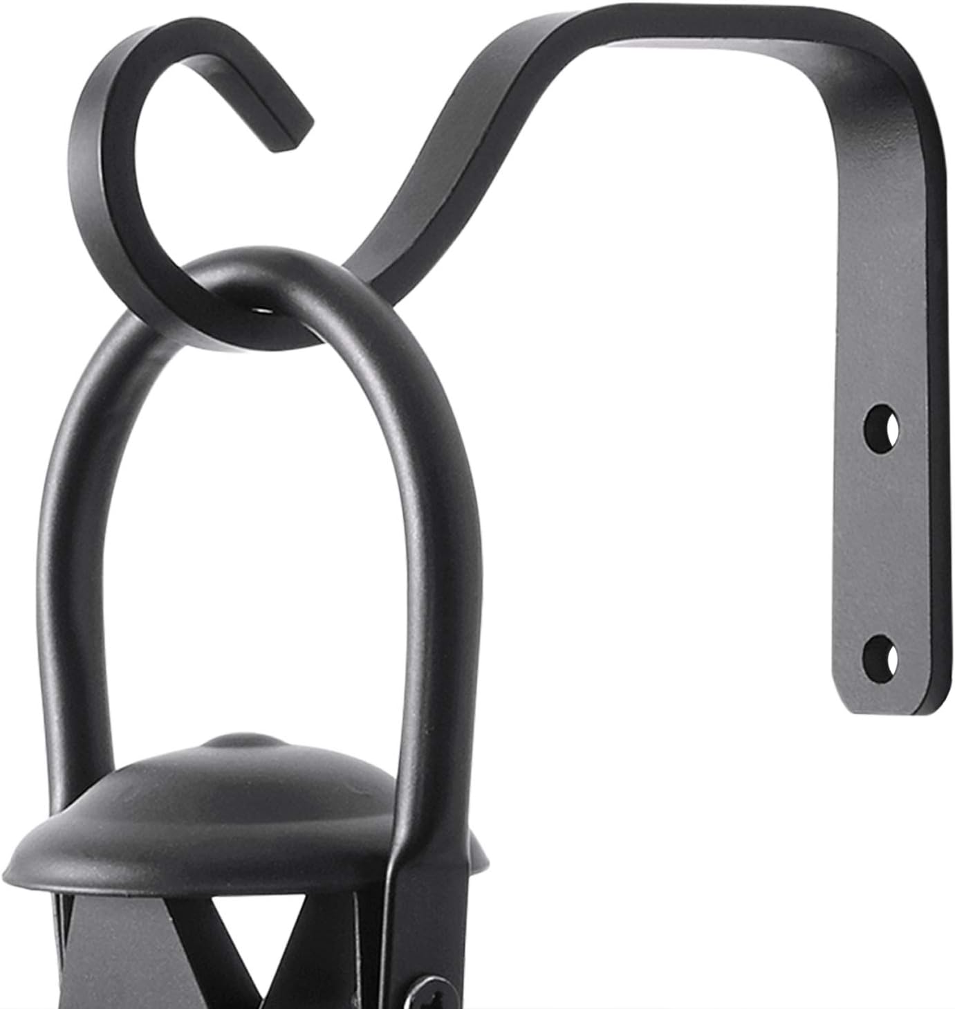 Skiennix Decorative Iron Wall Hooks - 5-Inch Outdoor Hanging Hooks for Lanterns & Planters | Black (2 Pcs)