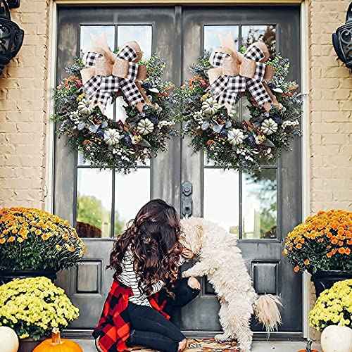 Buffalo Plaid Burlap Bows for Wreath 2 Pack,12¡±x9.4¡±Large Rustic Farmhouse Decor Tree Topper Check Bow Decorations for Fall Wedding Holiday Party Wall Home Front Door Decorative(Black&White)