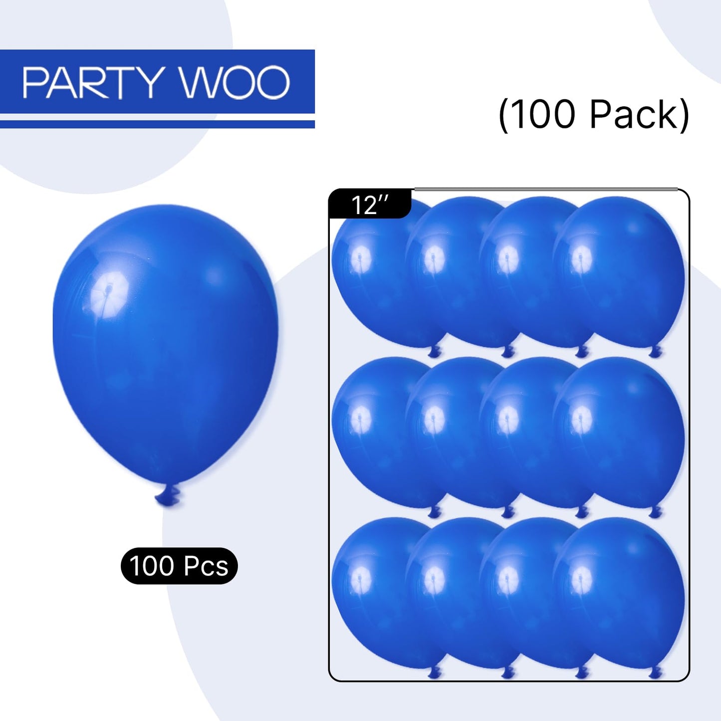 PartyWoo Royal Blue Balloons 100pcs 12 Inch Dark Blue Latex Helium Balloons for Birthday Gender Reveal Wedding Anniversary Baby Shower Graduation Under The Sea Beach Dog Party Decorations Blue-Y59
