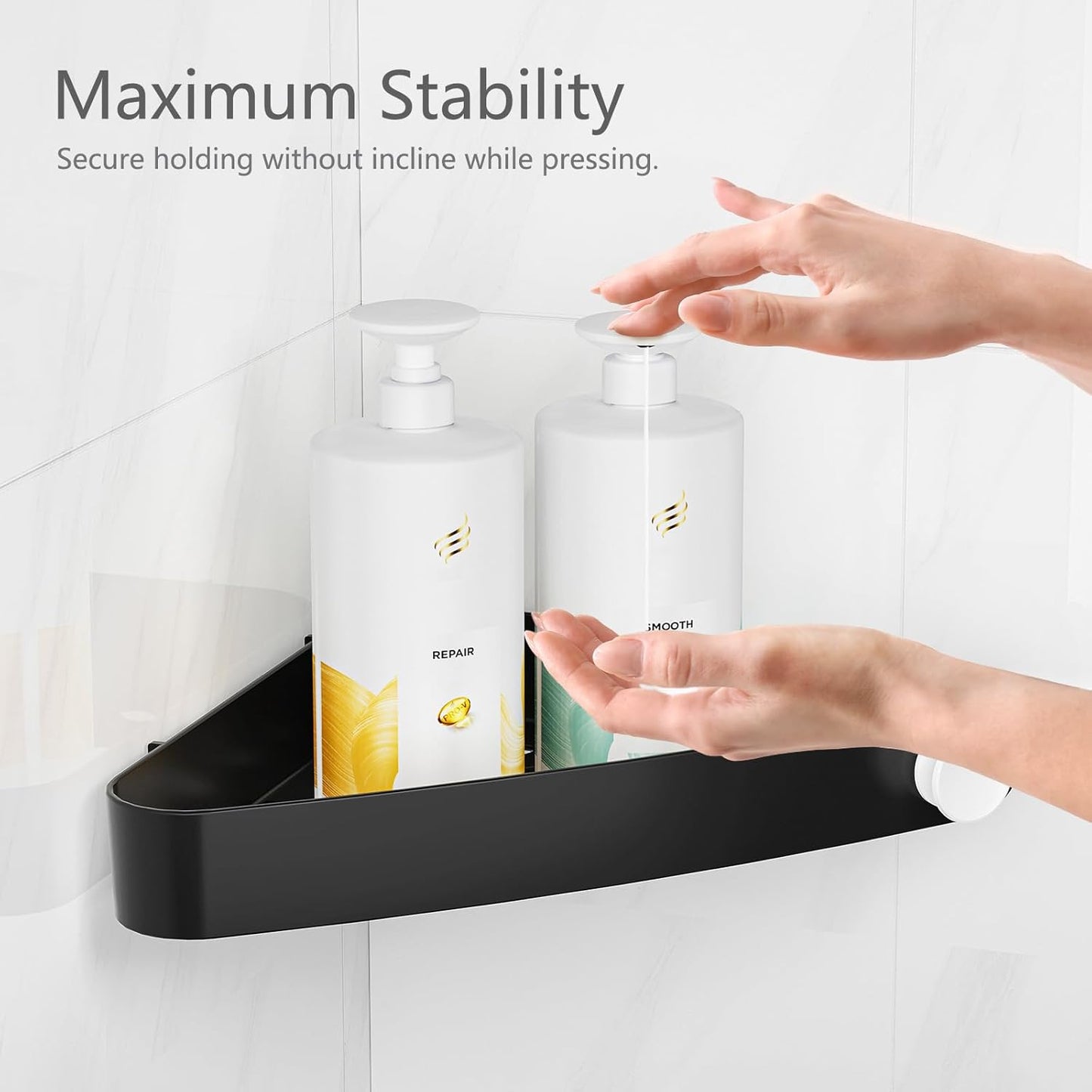 Sotfamily Plastic Shower Caddy - 4 Pack Adhesive Corner Shelves for Bathroom Organization | Black