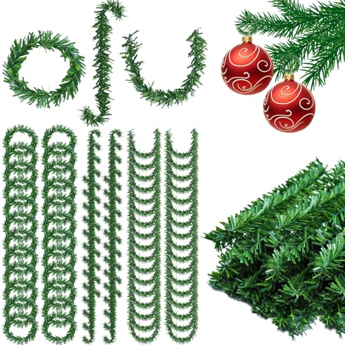 120Pcs 4.7Inch Christmas Ornament Hooks Artificial Pine Needles Decorative Twist Ties Green Flexible Garland Hangers Ornament String For Christmas Tree Lights Holiday Party Decorations Dollhouse Craft