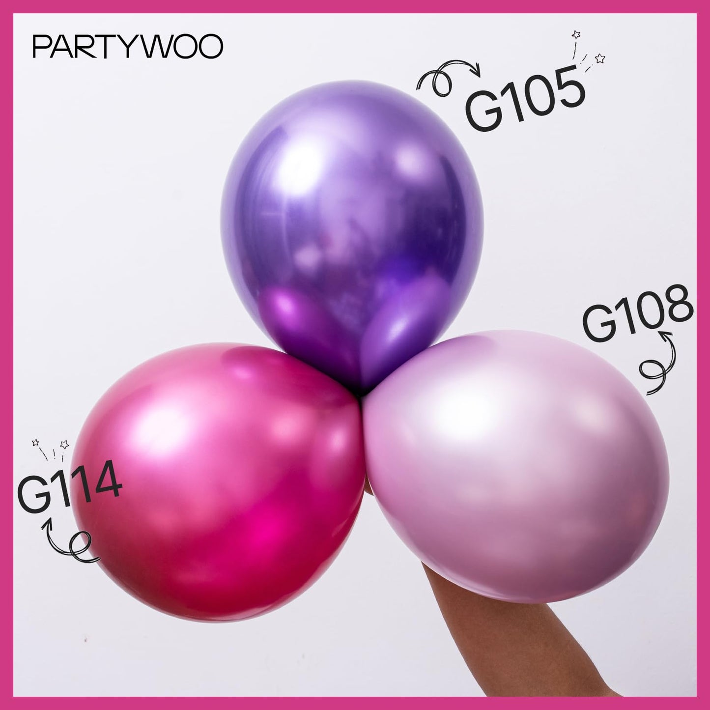 PartyWoo Hot Pink Balloons 140pcs Different Sizes of 18 12 10 5 Inch Metallic Pink Magenta Fuchsia Balloon Arch Kit for Engagement Bachelorette Baby Shower Anniversary Birthday Party Decorations