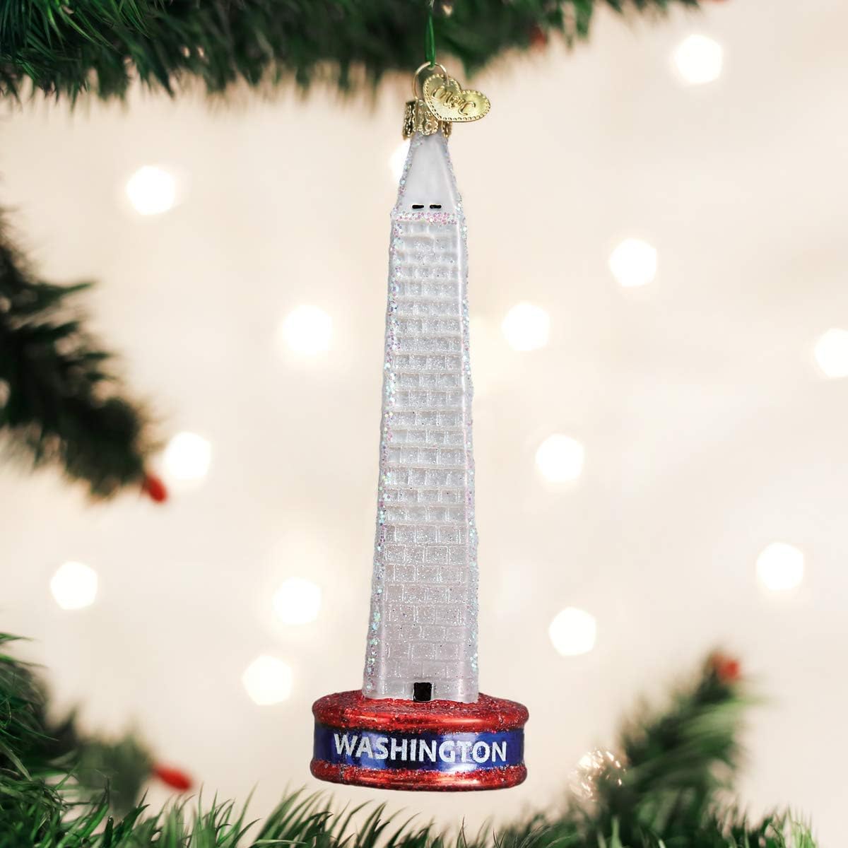 Washington Monument Glass Blown Ornament - Old World Christmas Decor (20093)